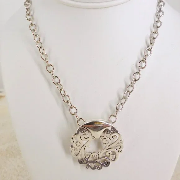 Francesca Visconti Necklace Slider Pendant Silver Tone 15" + 3" NWOT - Picture 2 of 4